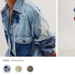 Free People Blue Denim Button Down Shirt